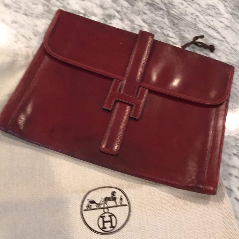 Hermès vintage Bordeaux jige 1973 circled c clutch